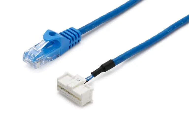 Netzwerkkabel mit RJ45-Stecker und zusätzlichem Anschlussstecker